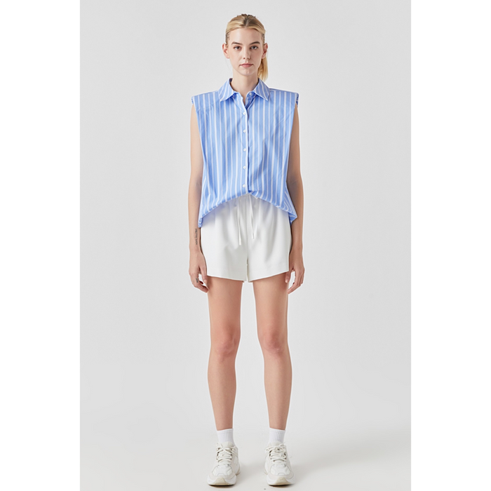 VERSION OF YOU STRIPE SHOULDER SHIRT