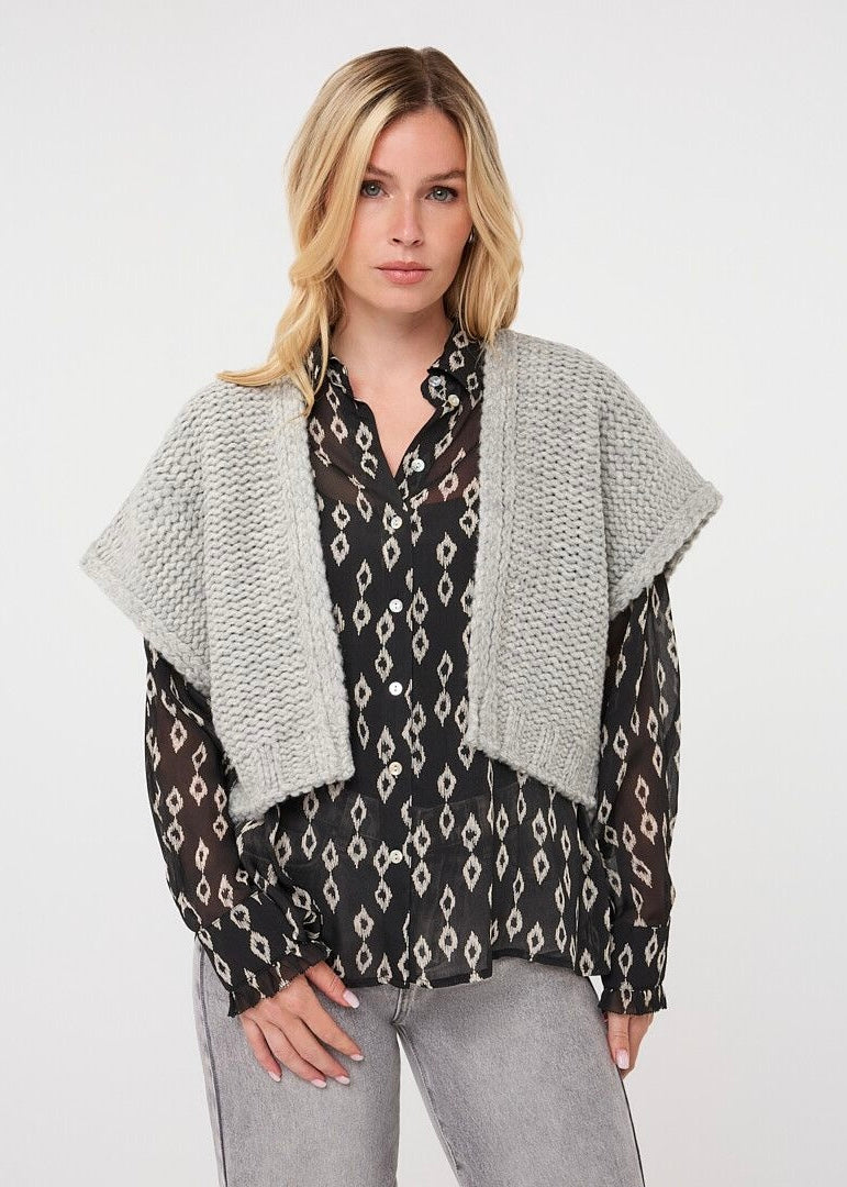 ESQUALO CARDIGAN GILET - LIGHT GREY