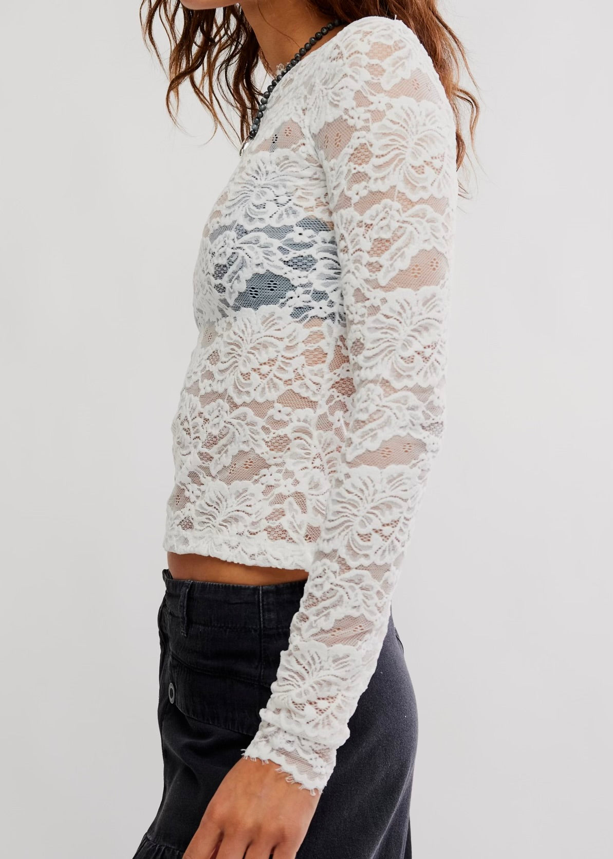 FREE PEOPLE RAISING EYEBROWS LACE TOP - CLEAN IVORY