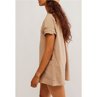 FREE PEOPLE MOVEMENT HOT SHOT TEE ROMPER - MOCHA LATTE