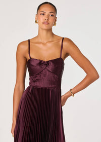 ASTR THE LABEL ASCELLA SWEETHEART PLEATED MIDI DRESS - WINE