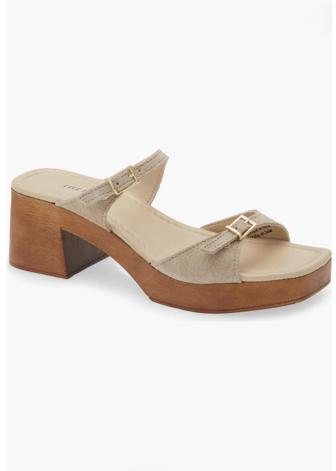 FREE PEOPLE BECK BUCKLE CLOGS - SUNSTONE SAND SUEDE