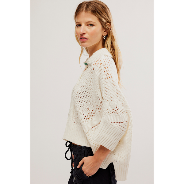 FREE PEOPLE TO THE POINT POLO - OPTIC WHITE