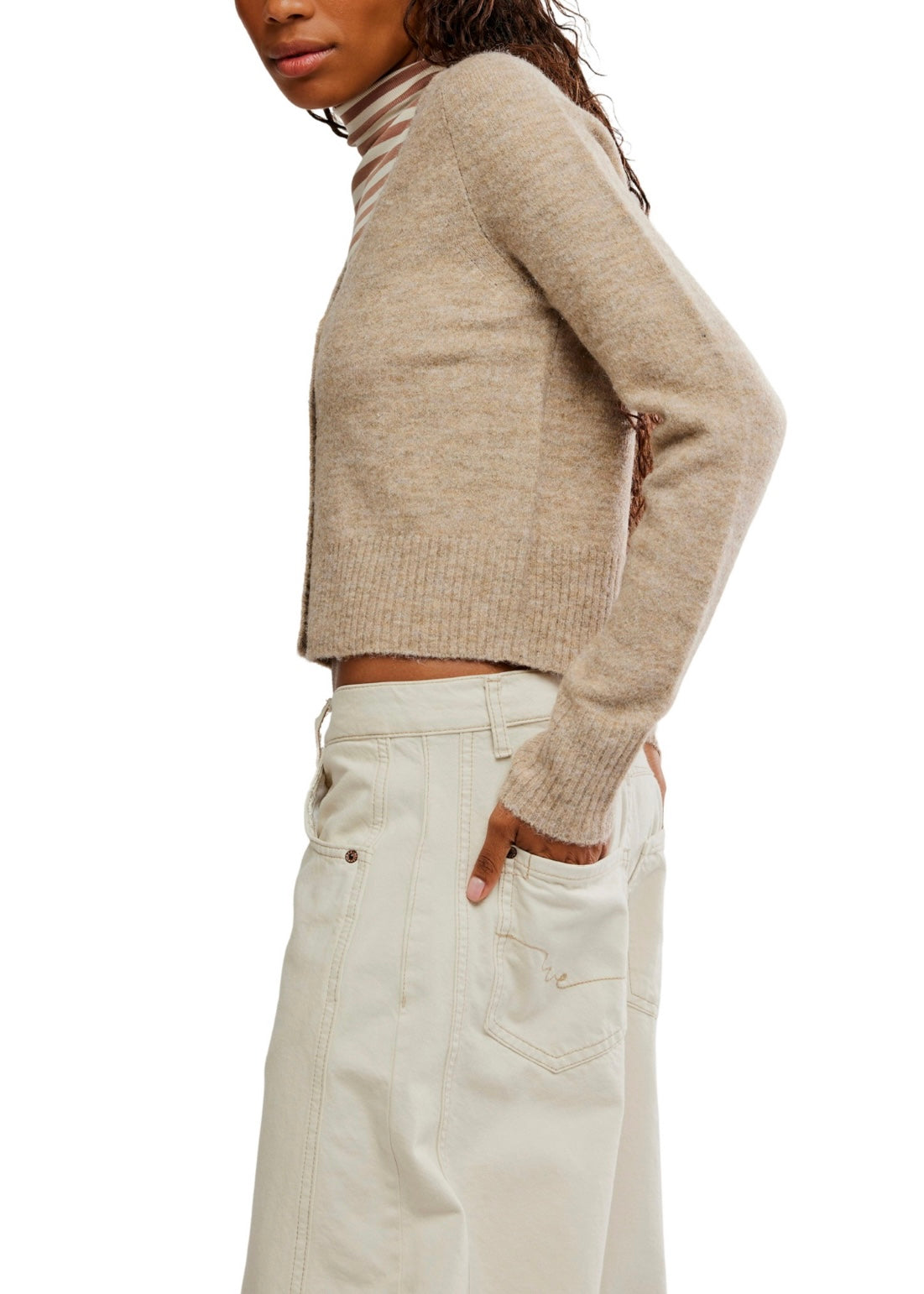 FREE PEOPLE SCHOOL GIRL CARDIGAN - FEATHER GREY MELANGE