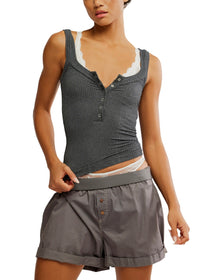 FREE PEOPLE CLEAN SLATE HENLEY - BLACK