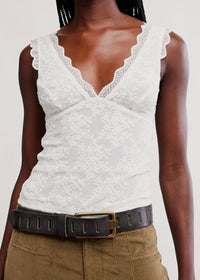 FREE PEOPLE LOVED YOU FIRST LACE CAMI - TEA