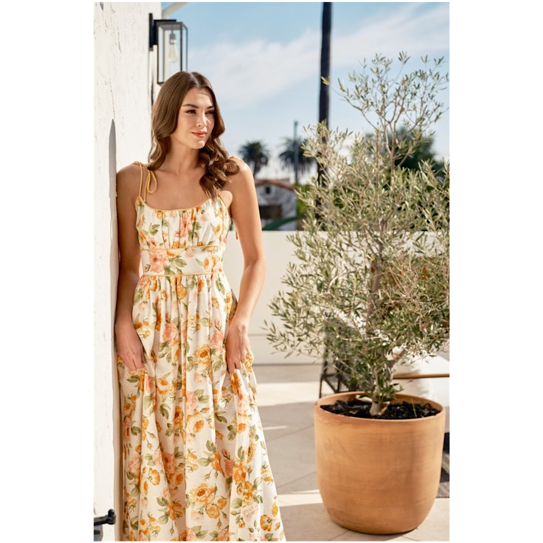 FEELING FLIRTY FLORAL MIDI DRESS