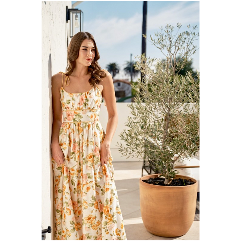 FEELING FLIRTY FLORAL MIDI DRESS