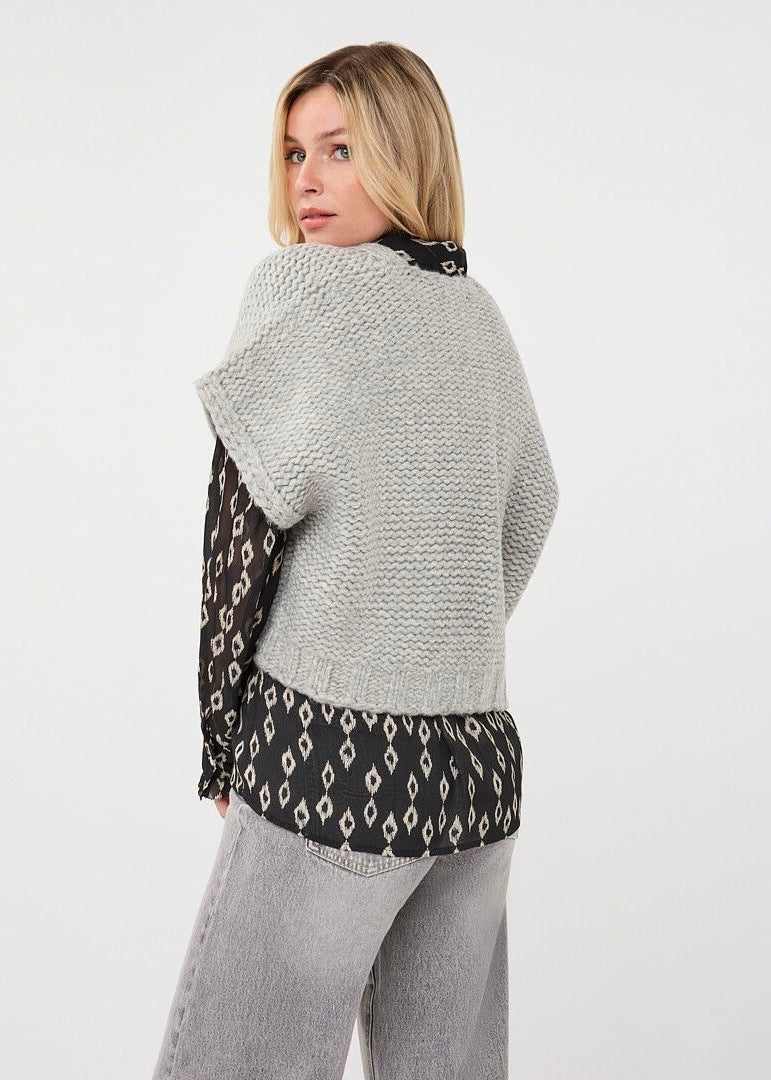 ESQUALO CARDIGAN GILET - LIGHT GREY