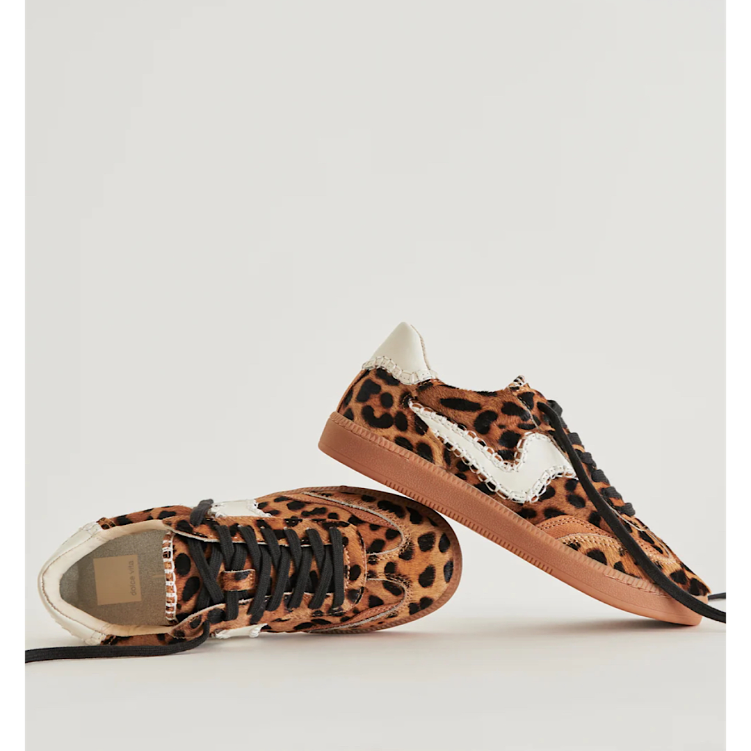 DOLCE VITA NOTICE STITCH SNEAKERS - DK LEOPARD CALF HAIR