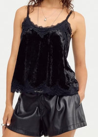 FREE PEOPLE DATE NIGHT READY TANK - CHARCOAL VELVET