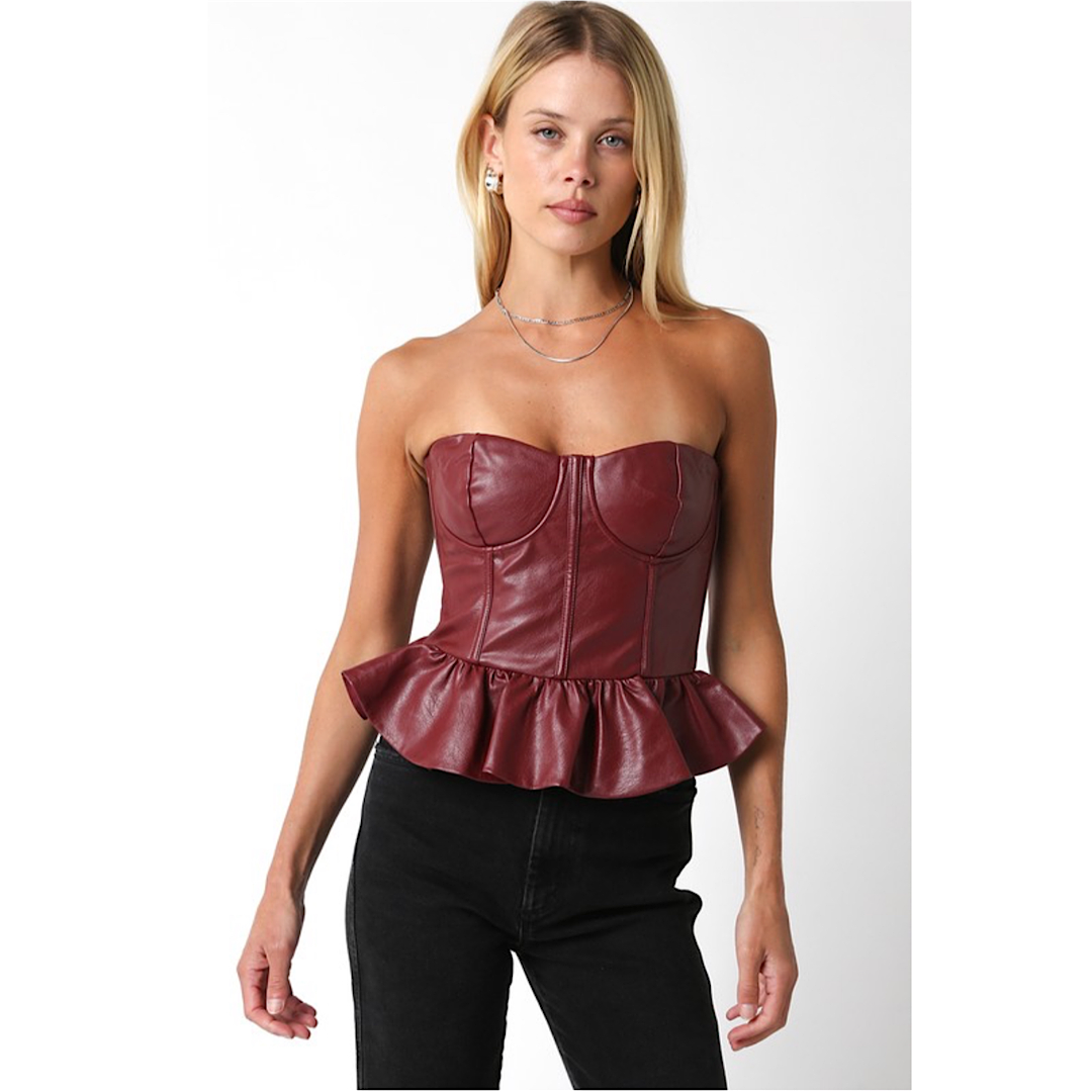 MY GIRL LEATHER CORSET TOP