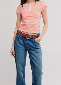 FREE PEOPLE MORNING PAGES HENLEY - CORAL COMBO
