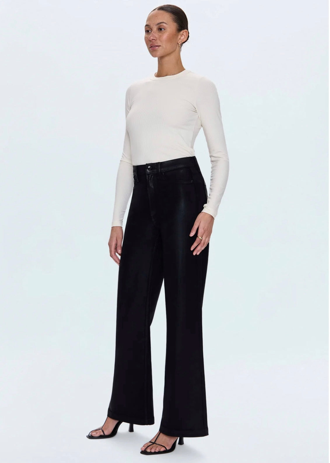 PISTOLA LANA HIGH RISE ULTRA WIDE JEAN - COATED NOIR