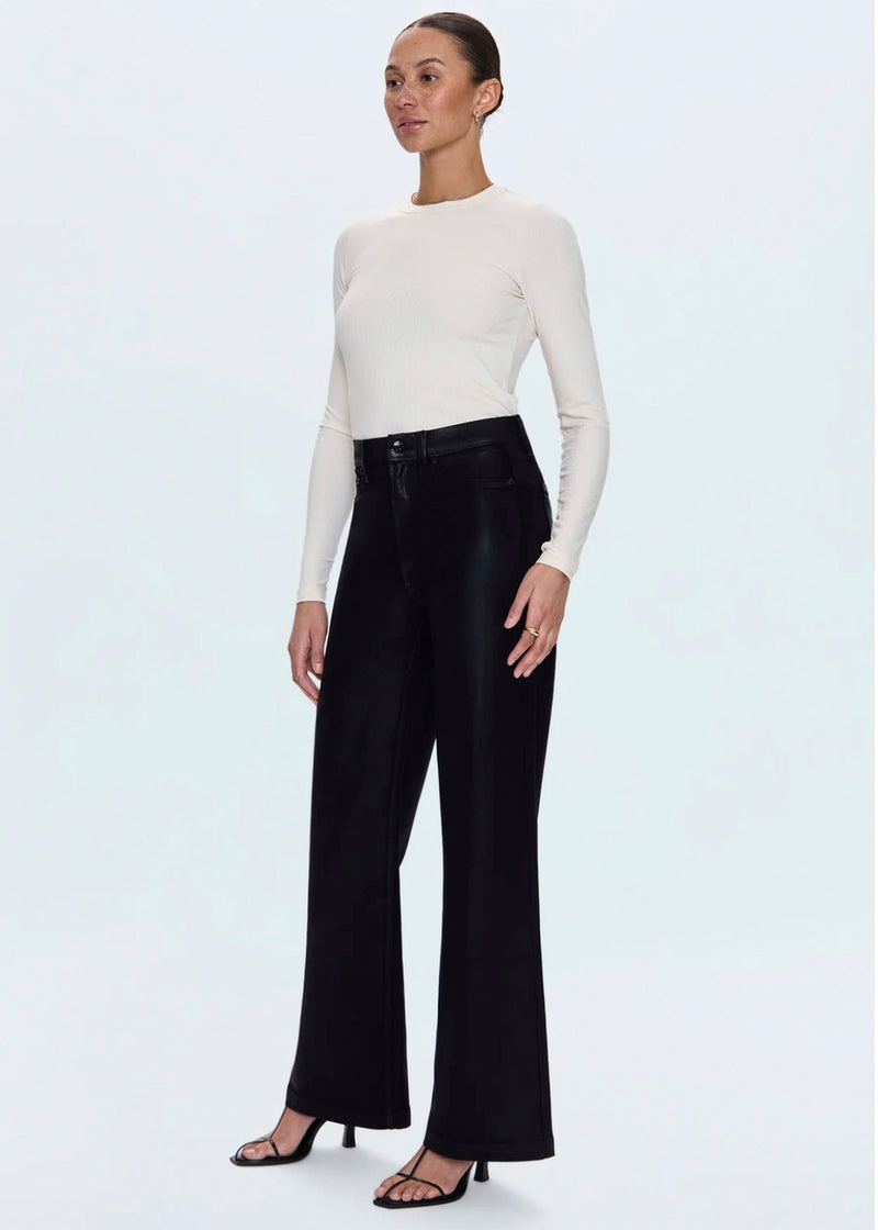 PISTOLA LANA HIGH RISE ULTRA WIDE JEAN - COATED NOIR