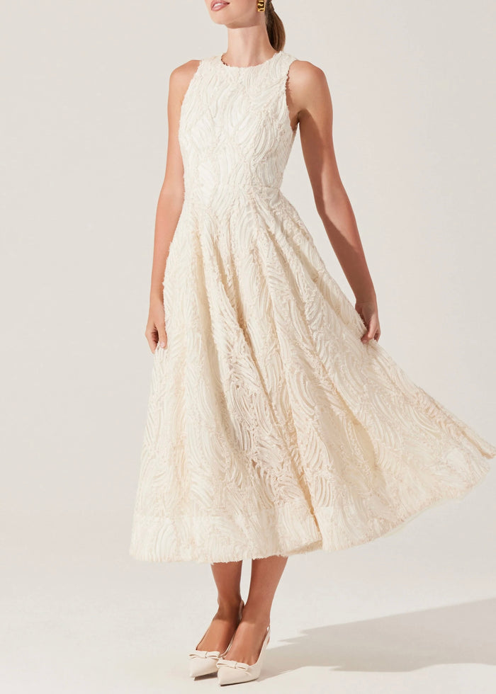 ASTR THE LABEL LILLEMOR 3D TEXTURED MIDI DRESS - CREAM