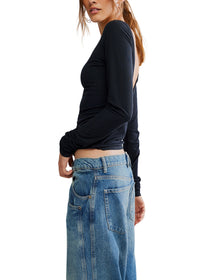 FREE PEOPLE RILEY TEE - BLACK