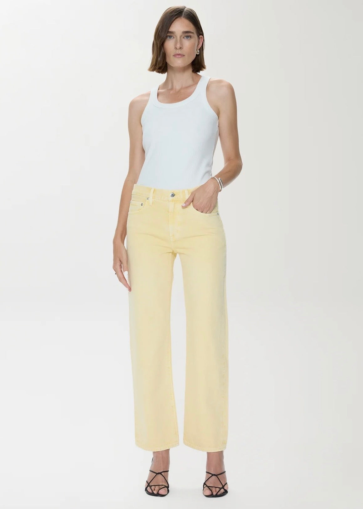 PISTOLA LEXI MID RISE BOWED STRAIGHT JEAN - DAY GLOW