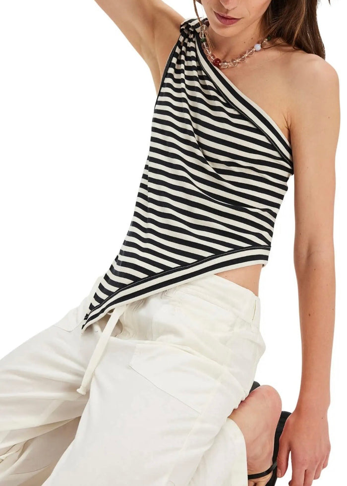 FREE PEOPLE KNOT MY VIBE TOP - BLACK COMBO