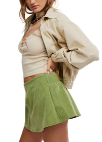 FREE PEOPLE PARADISE FOUND SUEDE SKORT - GOING GREEN