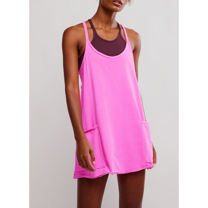 FREE PEOPLE MOVEMENT HOT SHOT MINI DRESS - HOT PINK