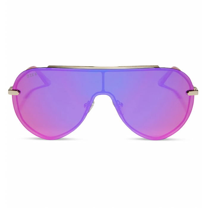 DIFF IMANI - GOLD PINK RUSH MIRROR SUNGLASSES