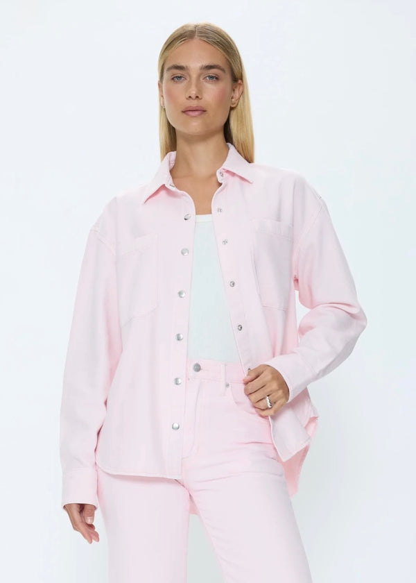 PISTOLA ELIN FLUID DENIM SHACKET - BLUSH