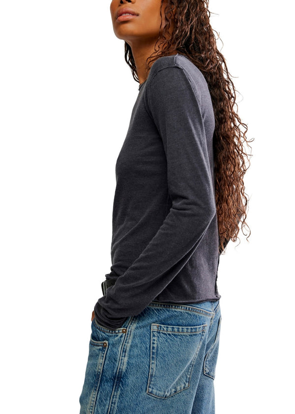 FREE PEOPLE NOVA LONG SLEEVE TEE - BLACK