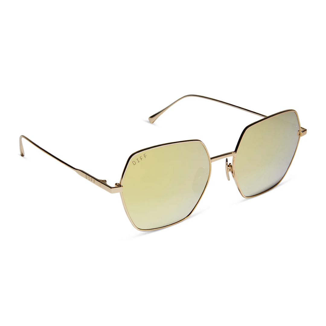 DIFF EYEWEAR HARLOWE - GOLD BRILLIANT GOLD MIRROR SUNGLASSES