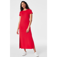 SPANX AIRESSENTIALS MAXI T-SHIRT DRESS - RED