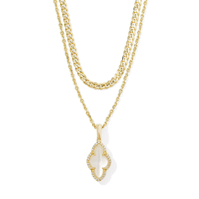 KENDRA SCOTT ABBIE PAVE FRAME MULTI STRAND NECKLACE