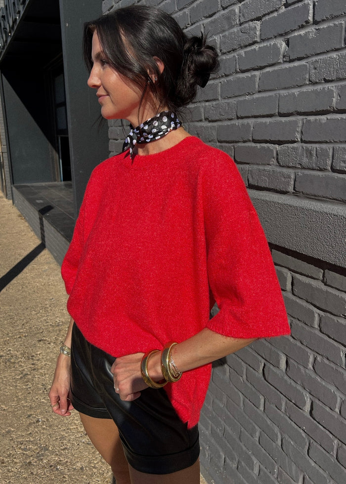 FREE PEOPLE MARGOT SWEATER TEE - CHERRY POP