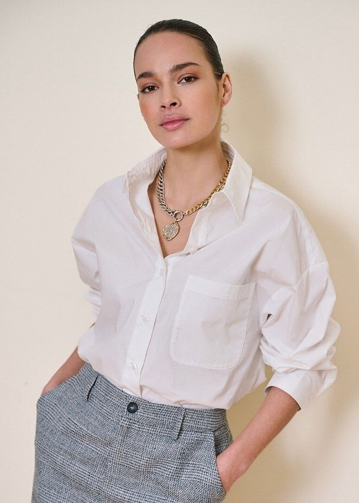 ESQUALO BLOUSE OVERSIZED POCKET POPLIN - OFF WHITE