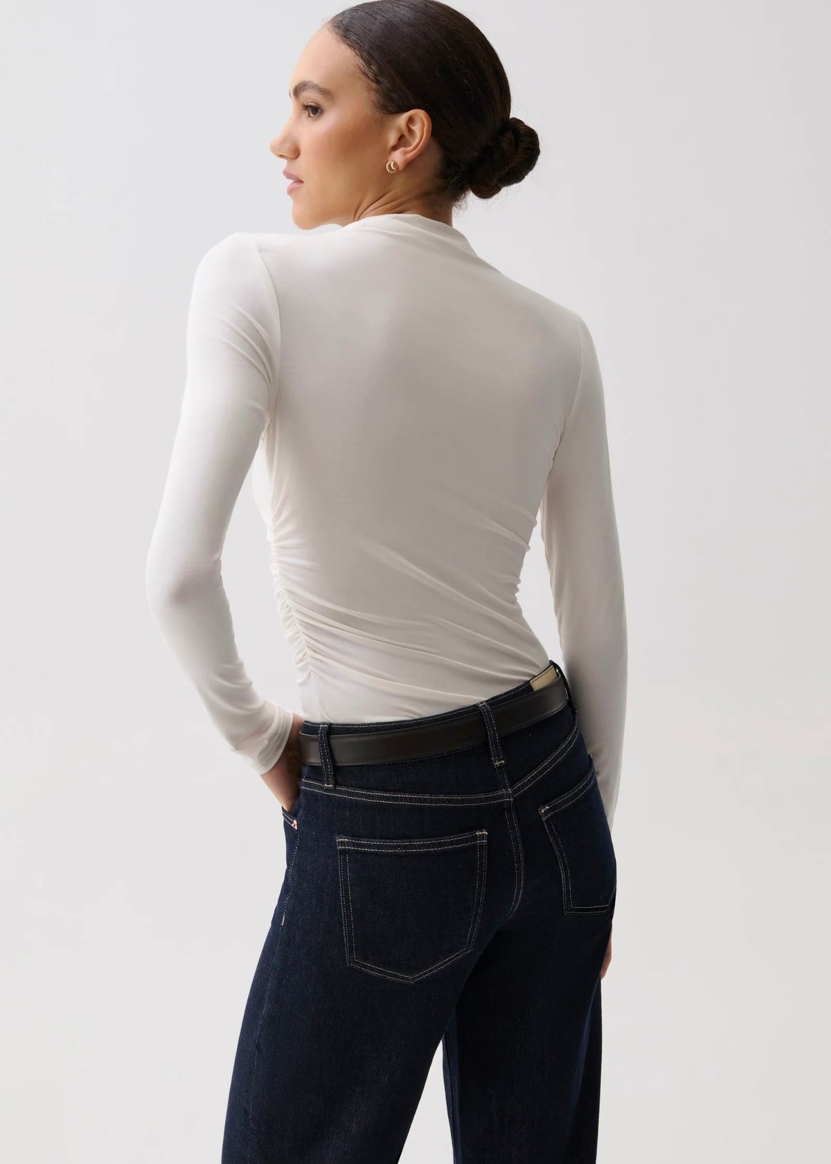 PISTOLA NATHALIA DRAPED MOCK NECK - SOFT WHITE