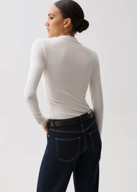 PISTOLA NATHALIA DRAPED MOCK NECK - SOFT WHITE