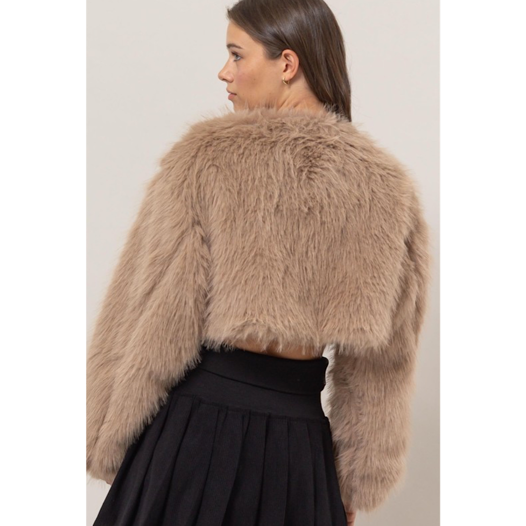 FAKING IT FAUX FUR CROPPED JACKET