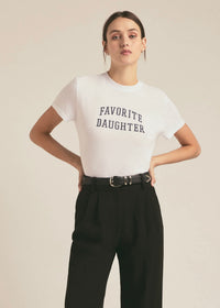 FAVORITE DAUGHTER THE CROPPED COLLEGIATE TEE - WHITE