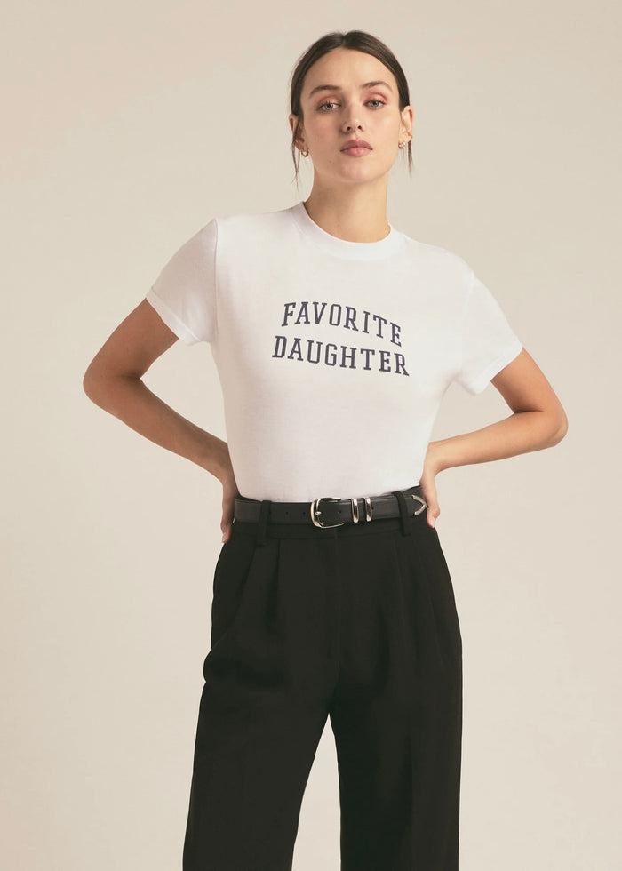 FAVORITE DAUGHTER THE CROPPED COLLEGIATE TEE - WHITE