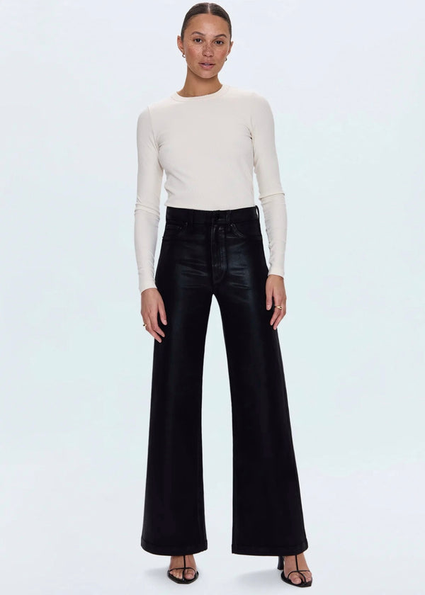 PISTOLA LANA HIGH RISE ULTRA WIDE JEAN - COATED NOIR