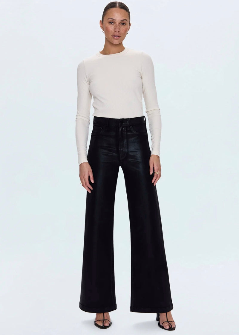 PISTOLA LANA HIGH RISE ULTRA WIDE JEAN - COATED NOIR