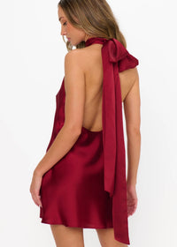 SHOW ME YOUR MUMU LISA MINI DRESS - CRANBERRY LUXE SATIN
