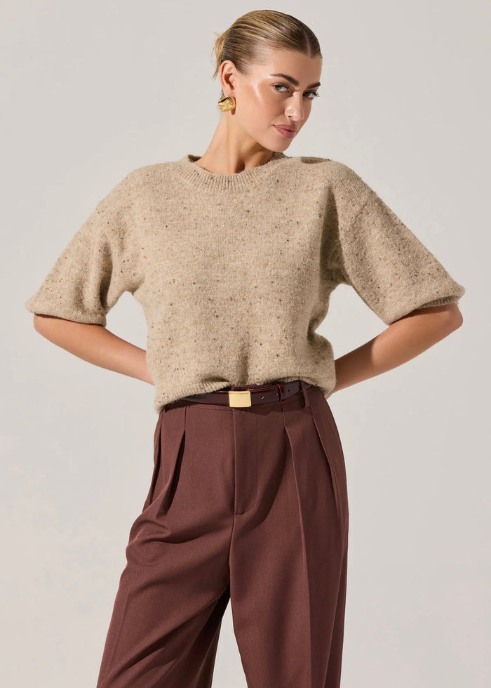 ASTR THE LABEL COLETTE CREWNECK SWEATER - OATMEAL MULTI