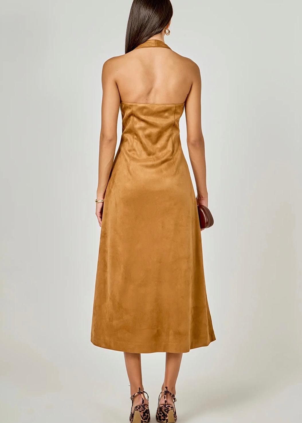 LOOK MY WAY SUEDE MIDI DRESS