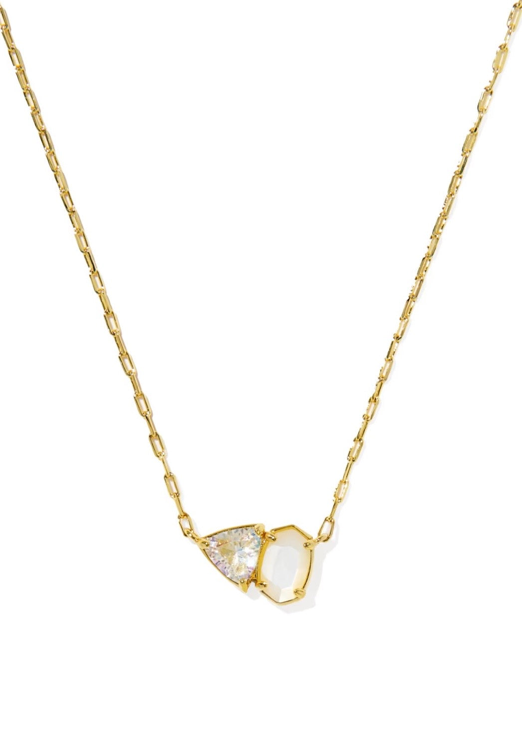 KENDRA SCOTT TATUM SHORT PENDANT NECKLACE - GOLD NEUTRAL MIX