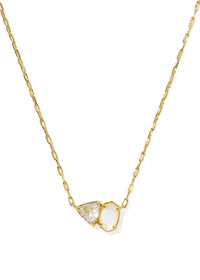 KENDRA SCOTT TATUM SHORT PENDANT NECKLACE - GOLD NEUTRAL MIX