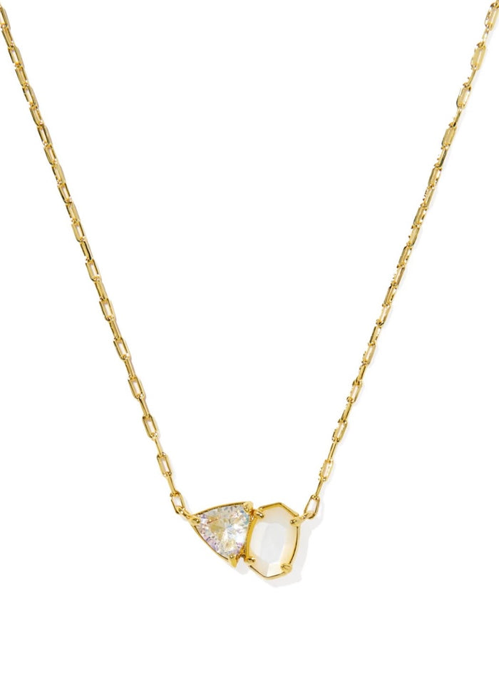 KENDRA SCOTT TATUM SHORT PENDANT NECKLACE - GOLD NEUTRAL MIX
