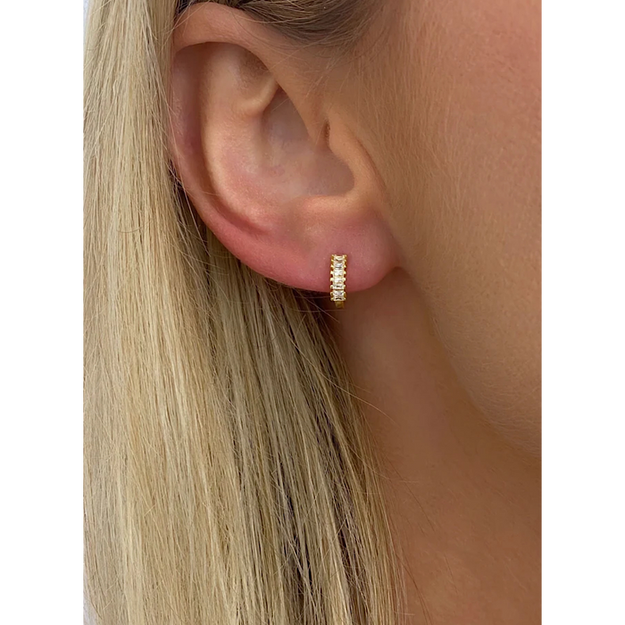 BAGUETTE HUGGIE HOOP EARRINGS