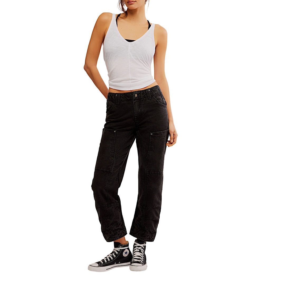 FREE PEOPLE SUPERSONIC SLIM PANT - BLACK