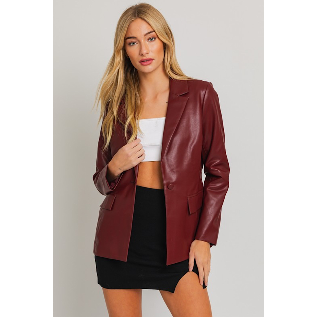 CRAZY ABOUT YOU LEATHER BLAZER