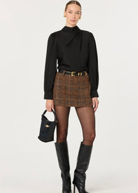 ASTR THE LABEL IVONNE HIGH-NECK SATIN TOP